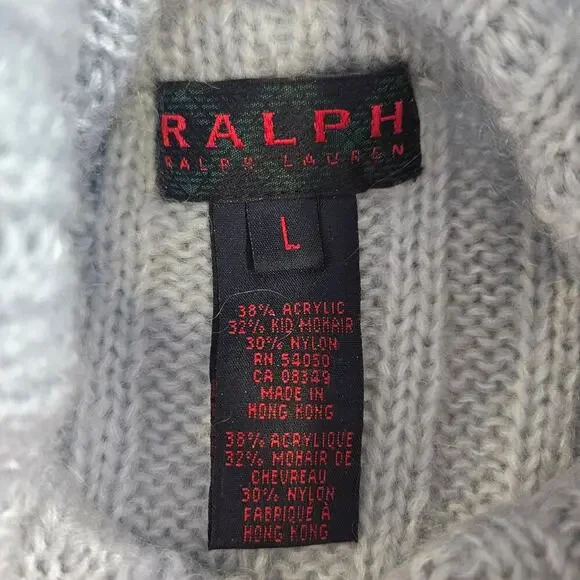 Vintage Polo Ralph Lauren Cowl Neck Mohair Blend Light Blue Large - Picture 7 of 7